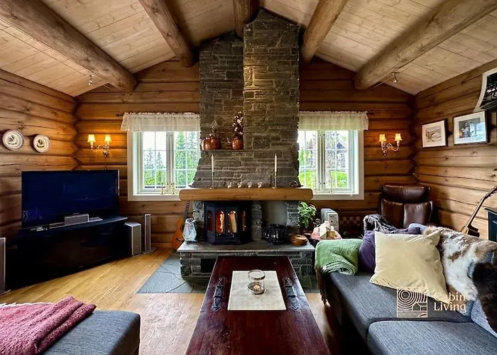 Large Log At With Sauna, Fireplace And Panoramic View Sjusjøen