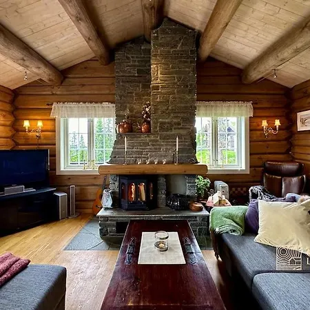 Large Log At With Sauna, Fireplace And Panoramic View Sjusjøen